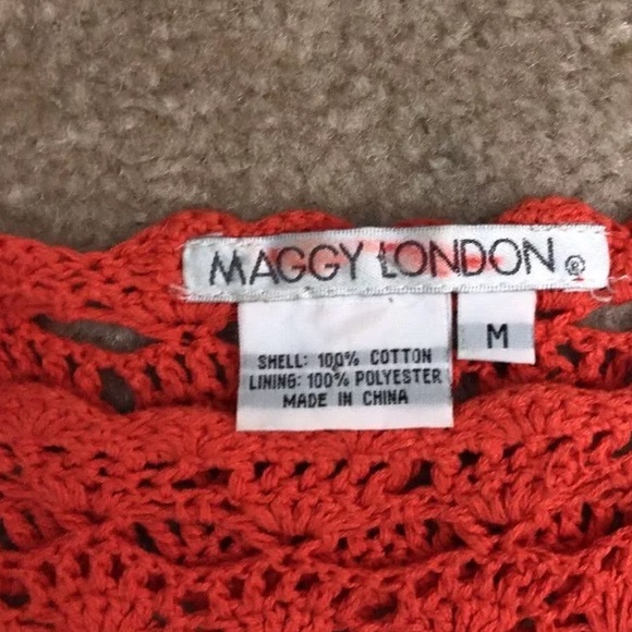 Maggy London Womens Coral Eyelet Dress Sz M - Picture 7 of 7